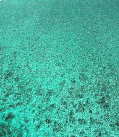 Luftaufnahme mit Meer im Vordergrund vom Seri Resort Gili Meno