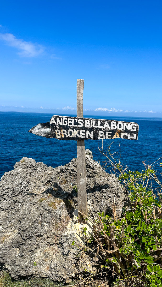 Schild Broken Beach Angel's Billabong Nusa Penida